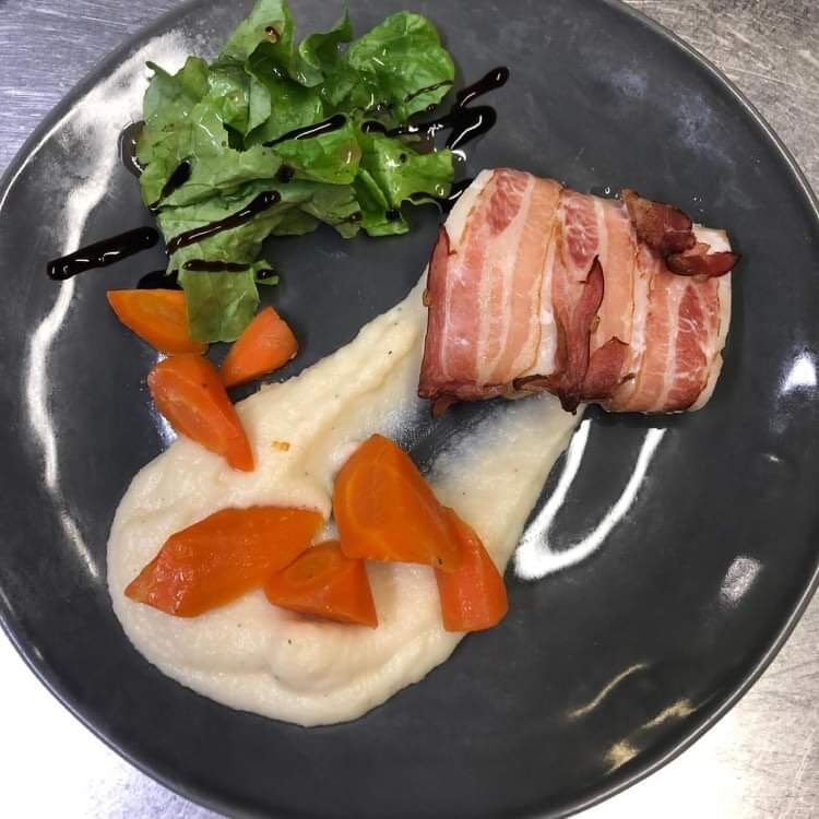Cabillaud lardé et purée de panais
