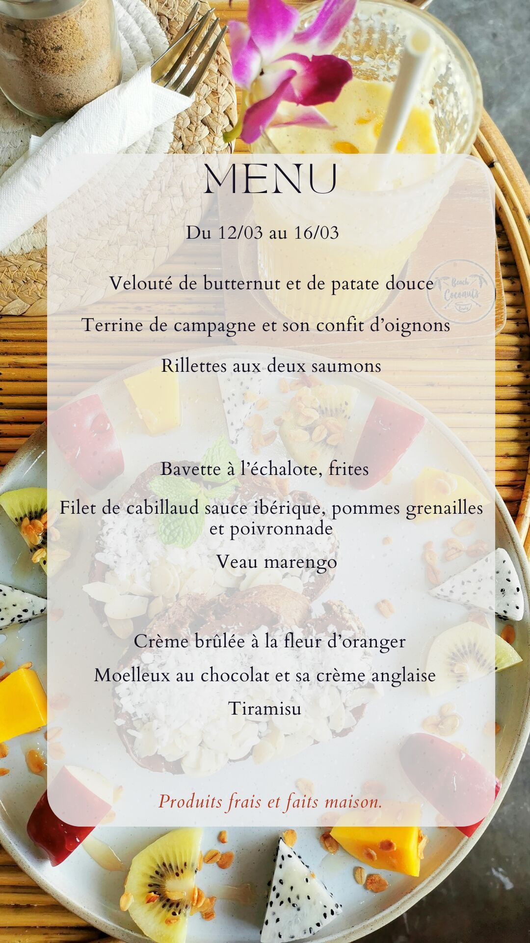 Menu du 12/03 au 16/03