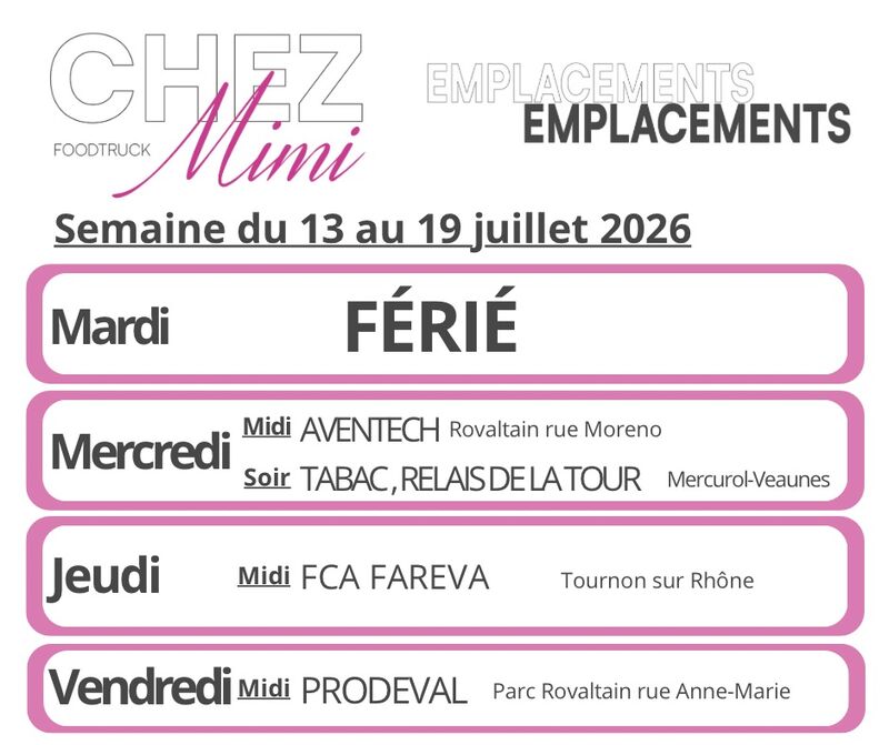 Du 13 au 19 Juillet 2026