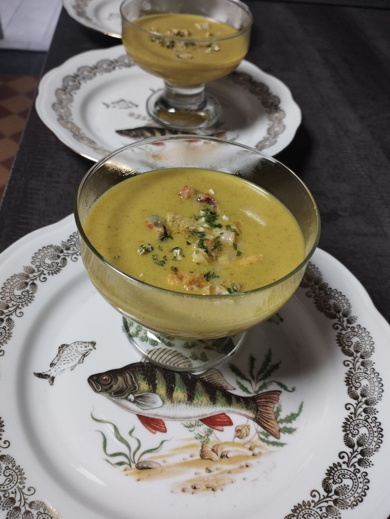 soupe curry coco aux crustacés et cabillaud 