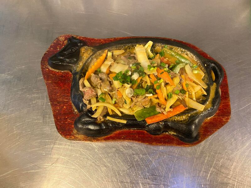 Boeuf a la diable sur plaque chauffante