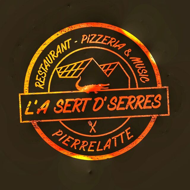 Restaurant l'a sert d-serres - logo rond nouveau couleur rouge et feux