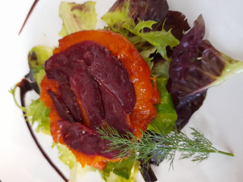 Tatin de Magret fumé aux abricots rôtis