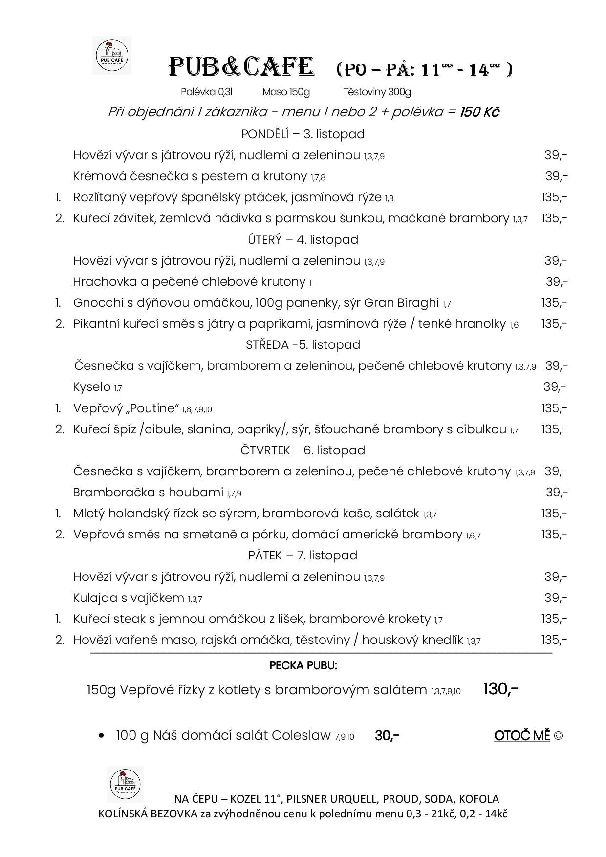 Denní menu od 7. LISTOPADU
