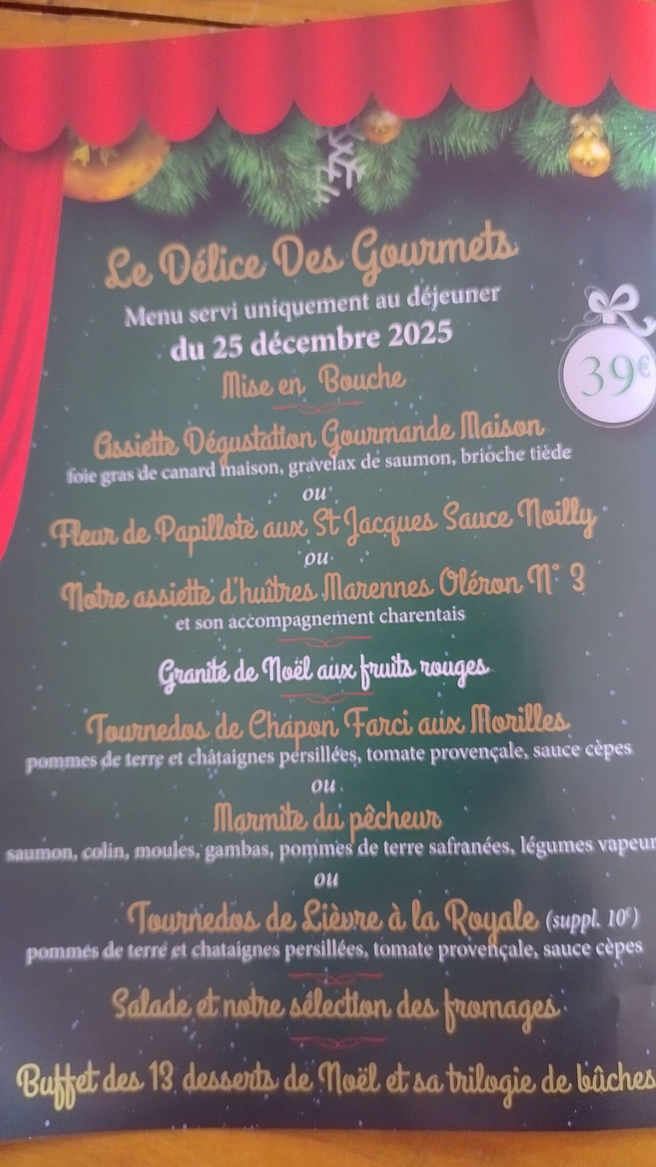 Déjeuner 25 décembre