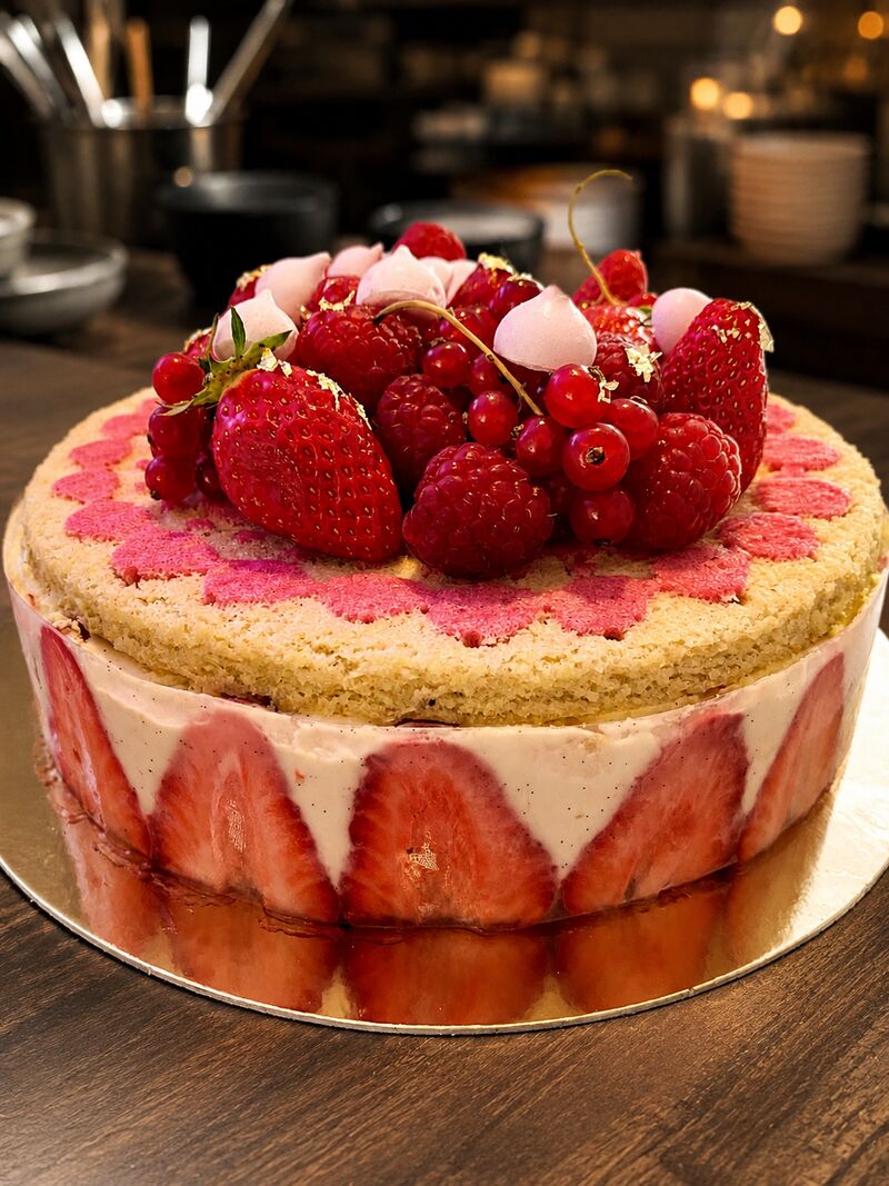 Entremet fraises-vanille