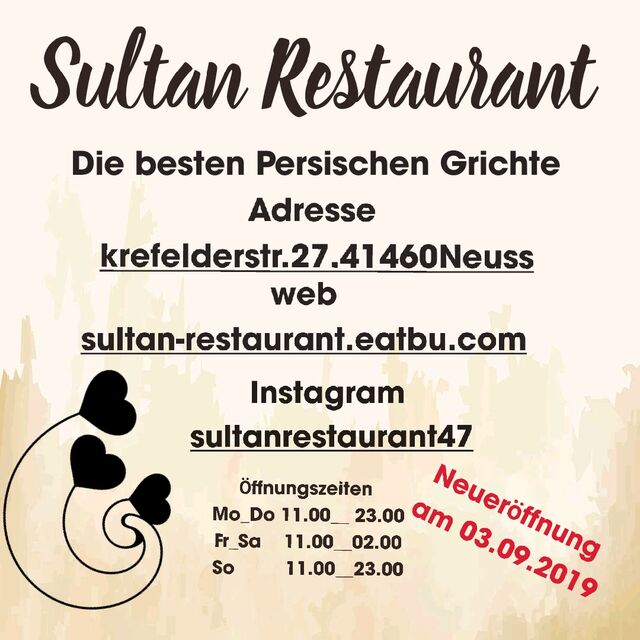 Neueröffnung am 03.09.2019 im Sultan Restaurant 