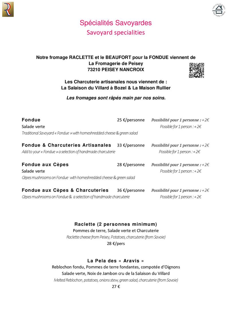 Spécialités Savoyardes