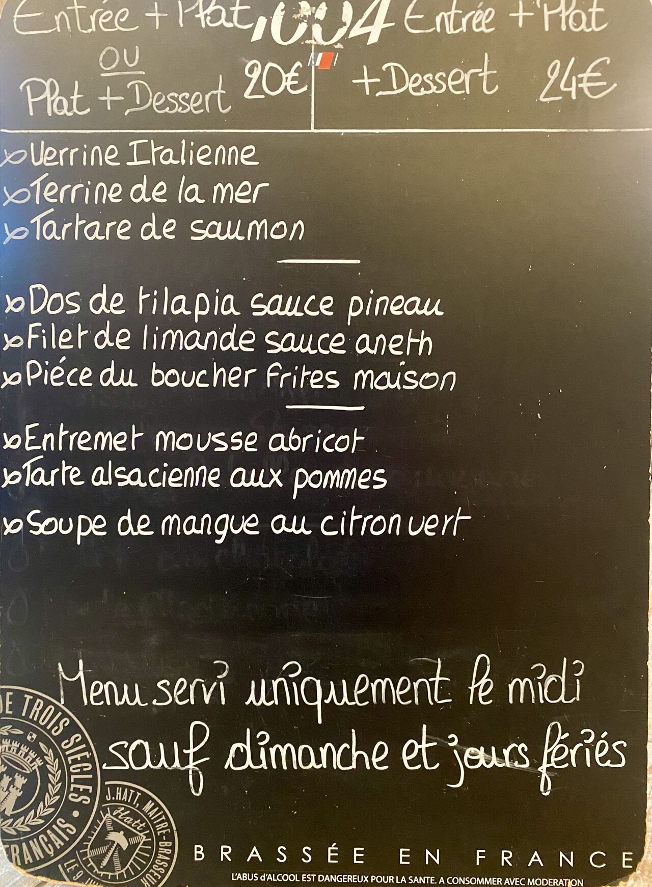 Menu du midi du 04/05 au 09/05