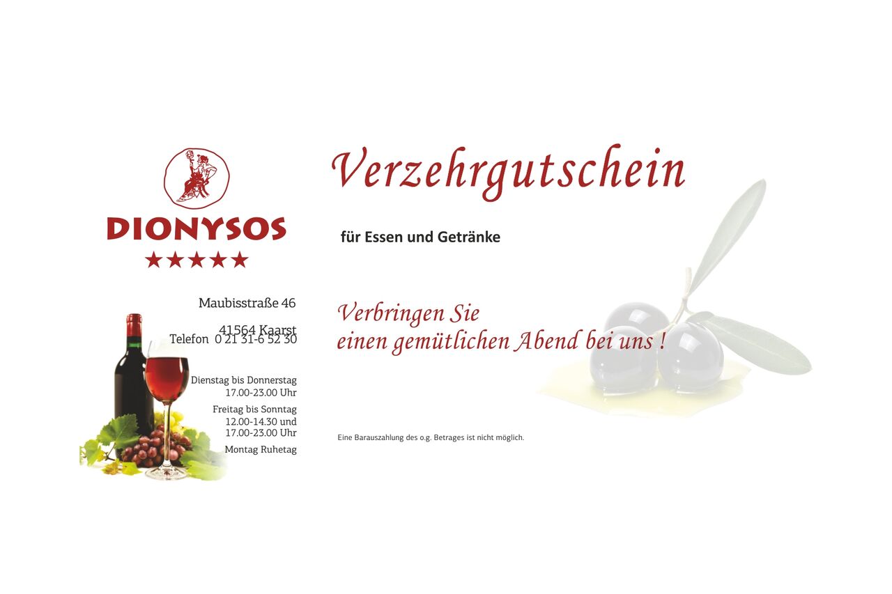 „Verzehrgutschein für Essen und Getränke"