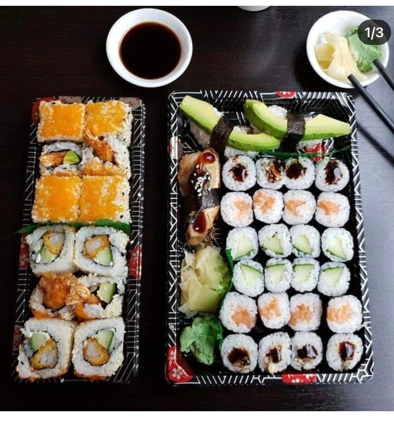 Sushi maki mit Lachs 1 rolle 8 Stück 4 €