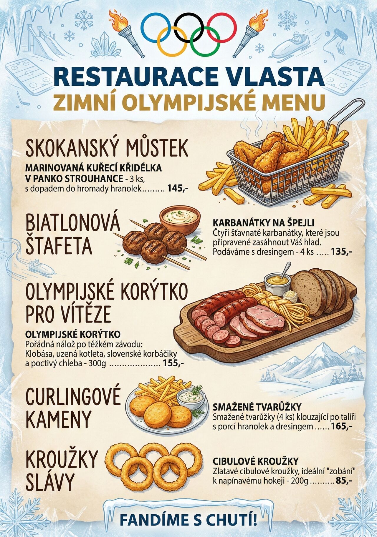 ❄️ ZIMNÍ OLYMPIÁDA V RESTAURACI VLASTA JE TADY! Fanděte vítězně s chutí! 🥇🏒