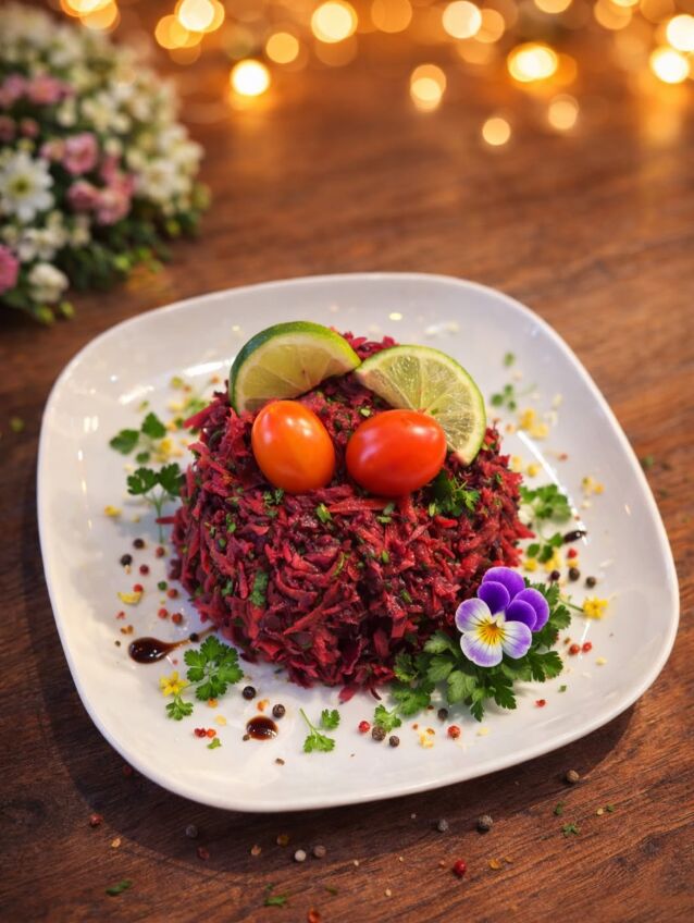 Rubis : chou rouge, carottes râpées, persil, noix, poudre d’ail