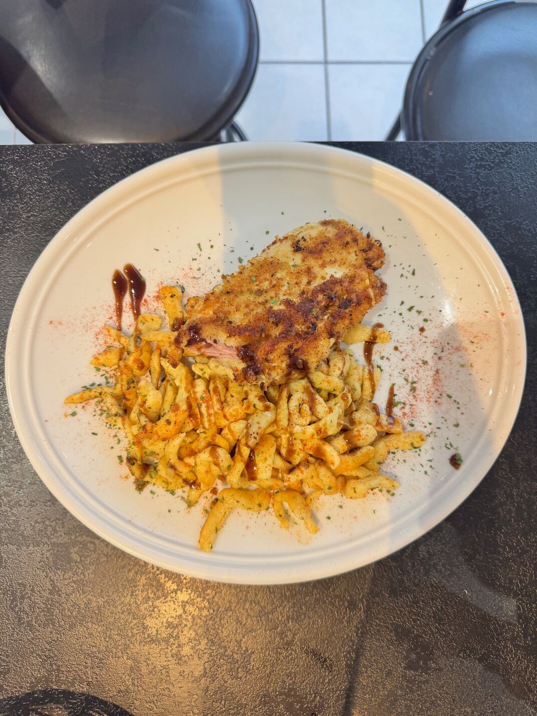 Cordon bleu maison et Spatzle