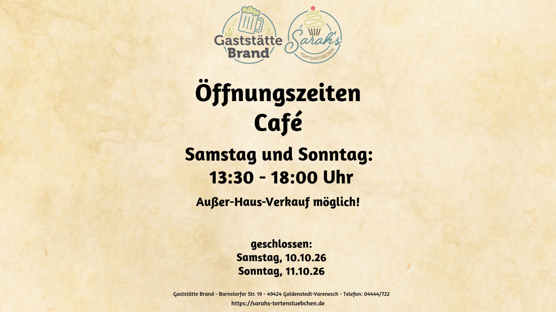 Öffnungszeiten Café