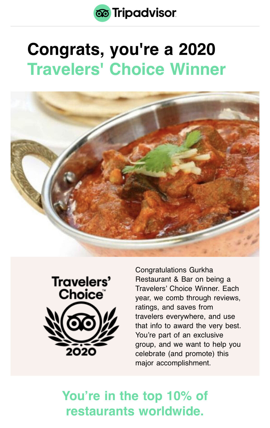 Traveler's Choice Winner