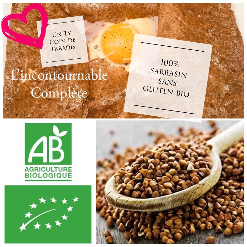L'incontournable Complète: un sarrasin 100% sans gluten bio, un oeuf bio, le jambon et l'emmental
