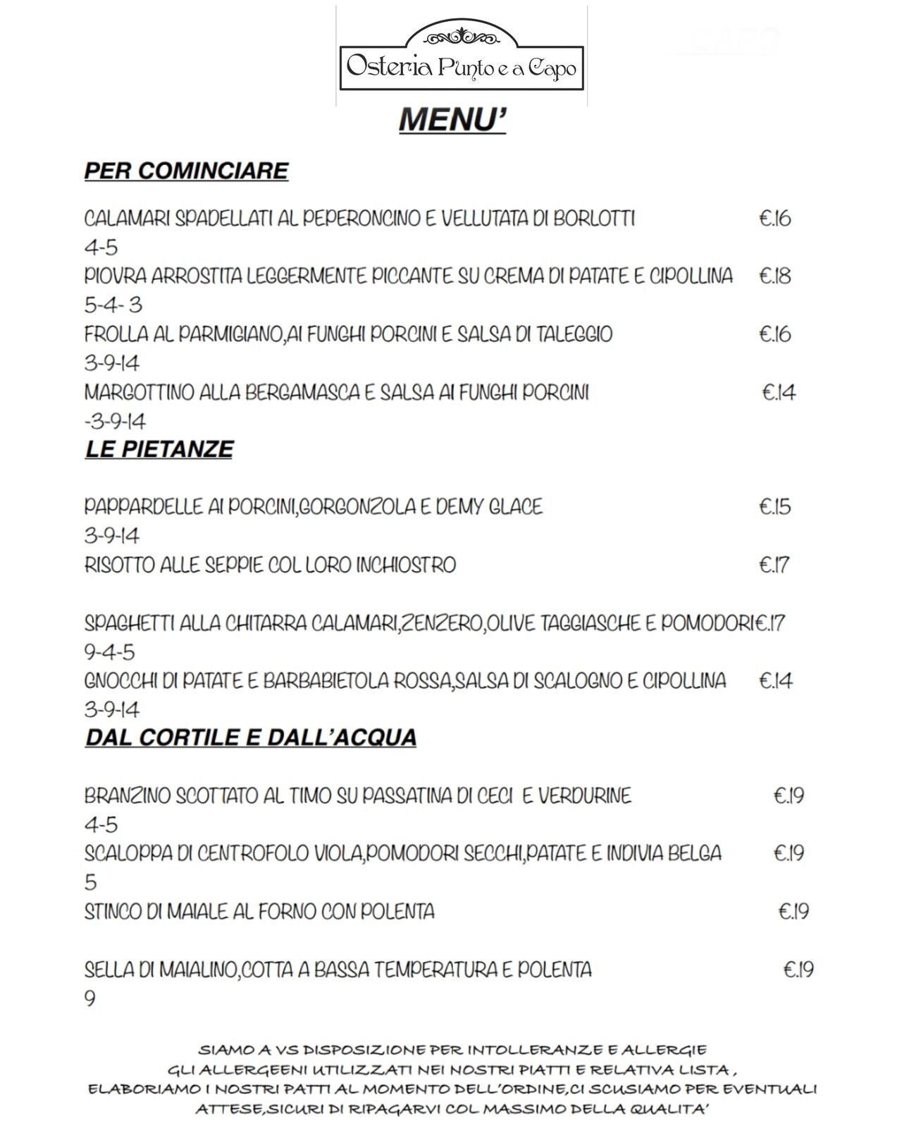 Menu di novembre 2025