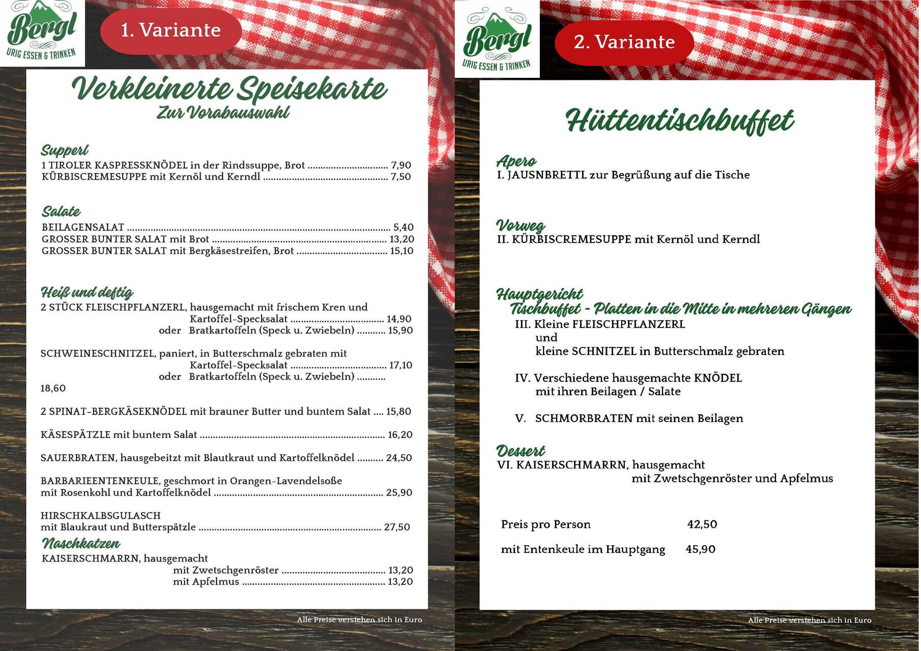 Feiern im Bergl - Weihnachtsfeiern & besondere Anlässe