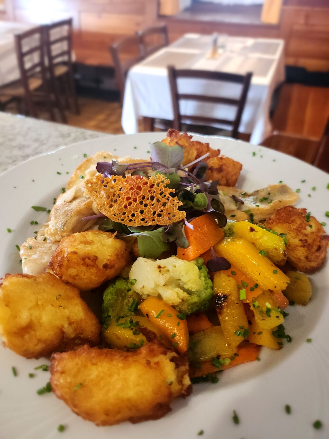 Zander auf Erdäpfelkrapferl