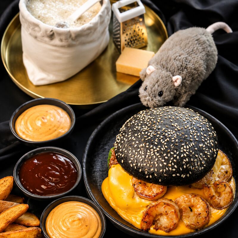 Burger z krewetkami