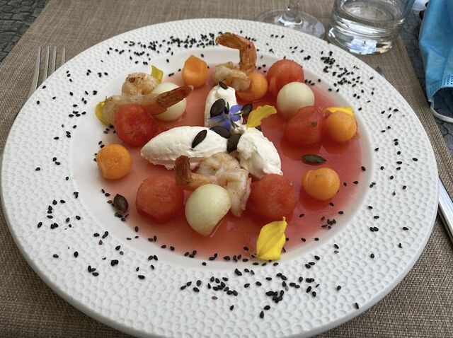 Miroir de Pastèque, billes de Melon et queues de Gambas