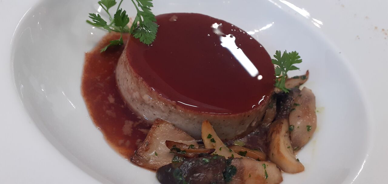 Crème renversé aux champignons et caramel de Porto
