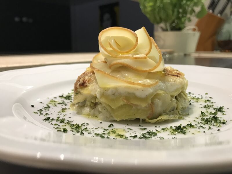 La nostra lasagnetta ai carciofi e scamorza