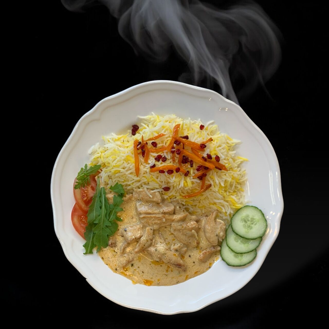 Basmati Reis Creamy Chicken pommes