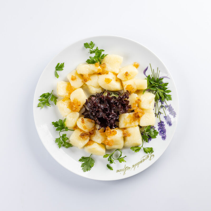 Kopytka z dodatkiem skwarek