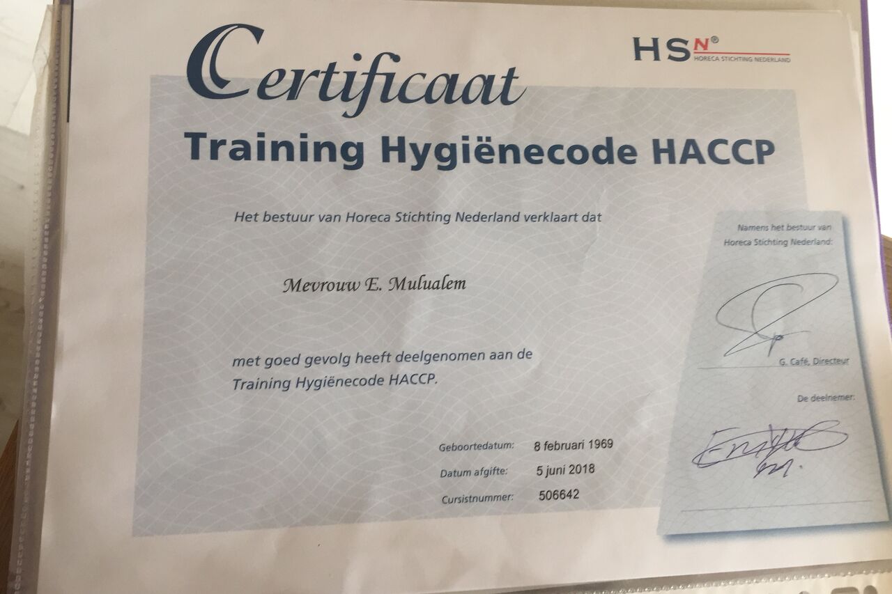 Certificaat Hygienecode HACCP