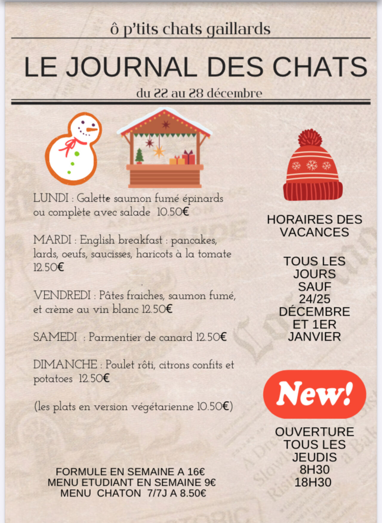 Menu du 22 au 28 décembre