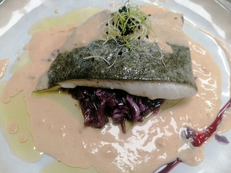 poisson et fondue de chou rouge