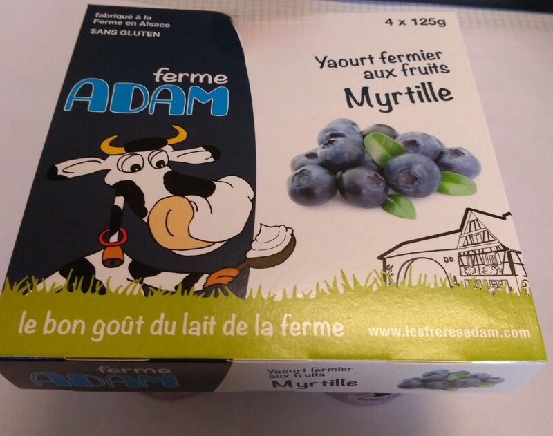Yaourts fermiers parfum myrtilles Ferme Adam - 4x125gr - 2,29€