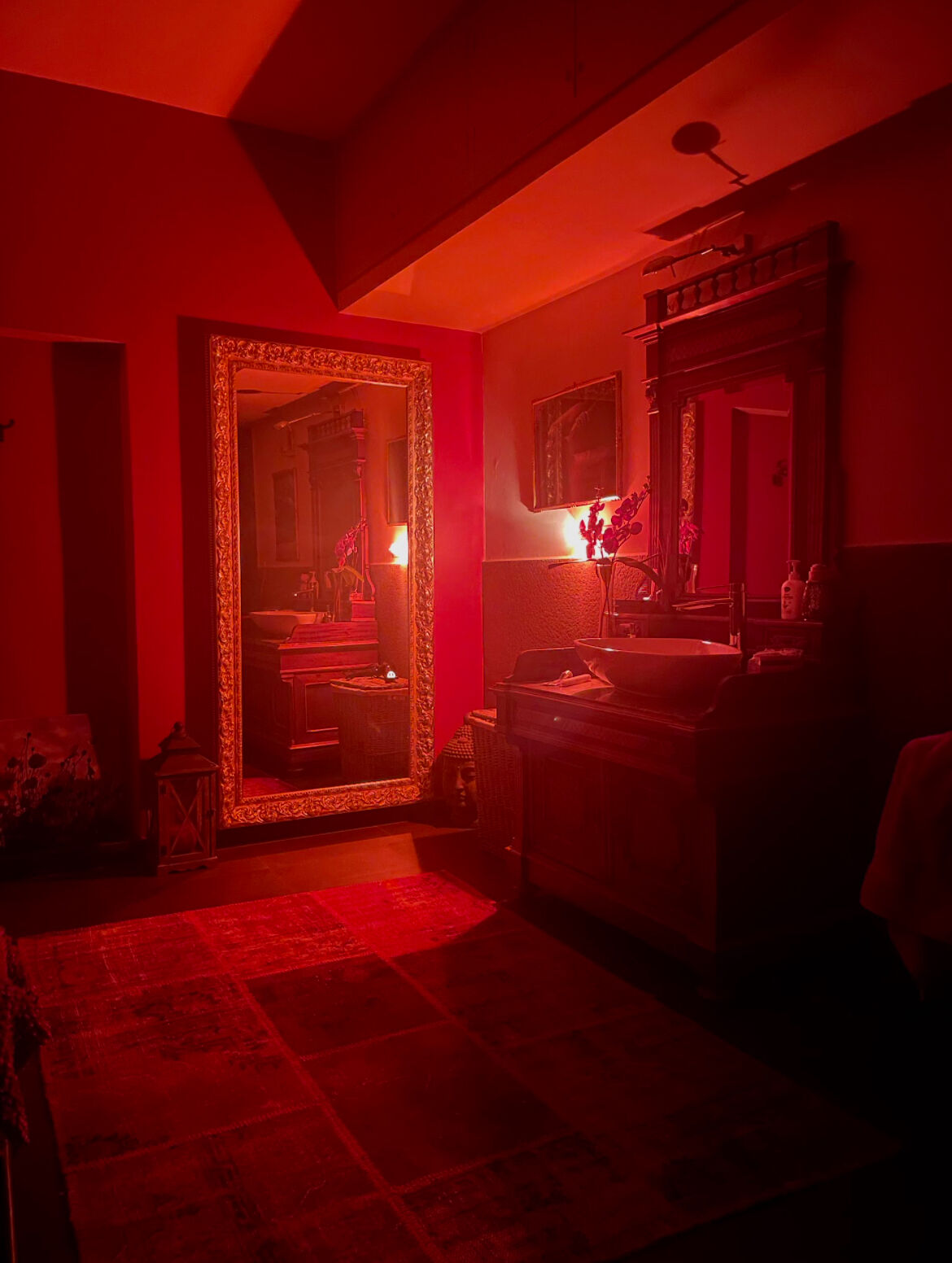 Fire Bathroom at night