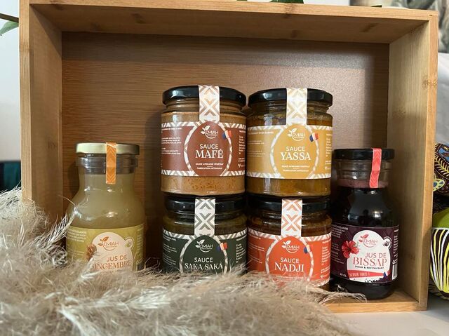 Pack découverte - nos 4 sauces phares ainsi que du Jus Bissap et Gingembre en 20cl - RDV sur notre boutique 