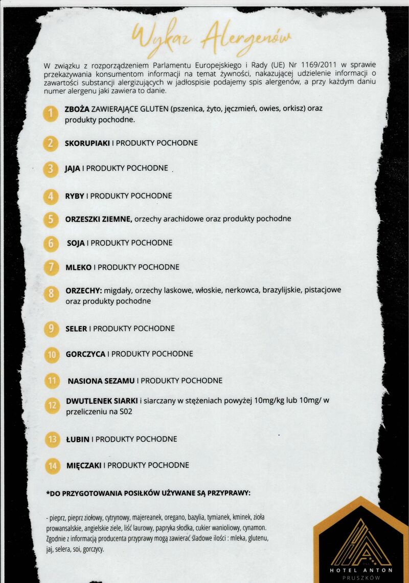 Wykaz alergenów