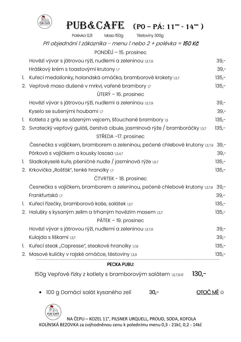 Denní menu od 15. PROSINCE