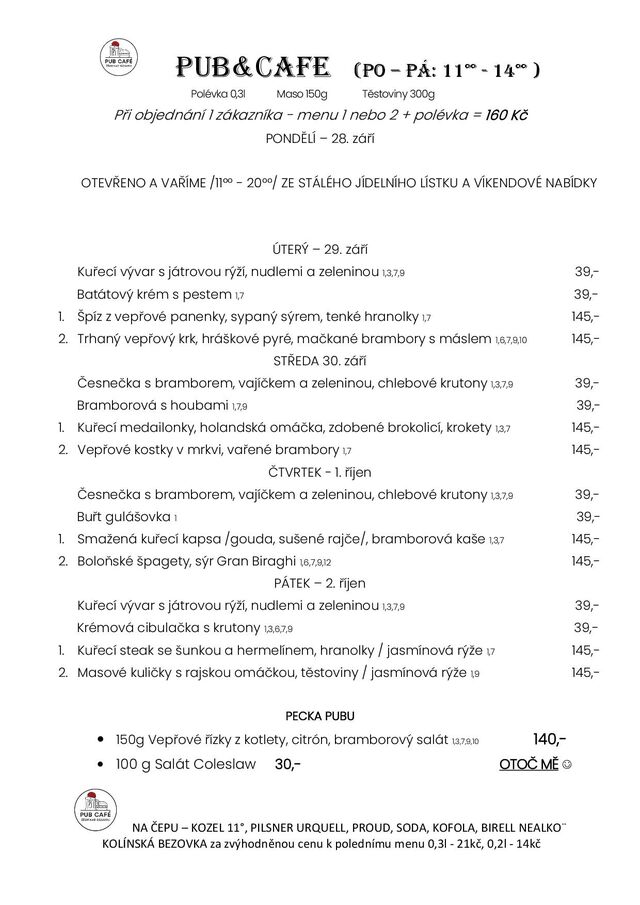 DENNÍ MENU od 28.ZÁŘÍ