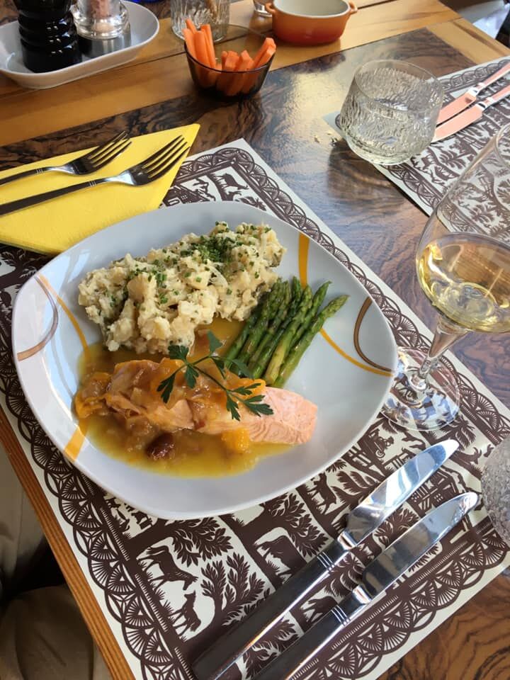 Salmon with Orange Sauce & Potato Salad