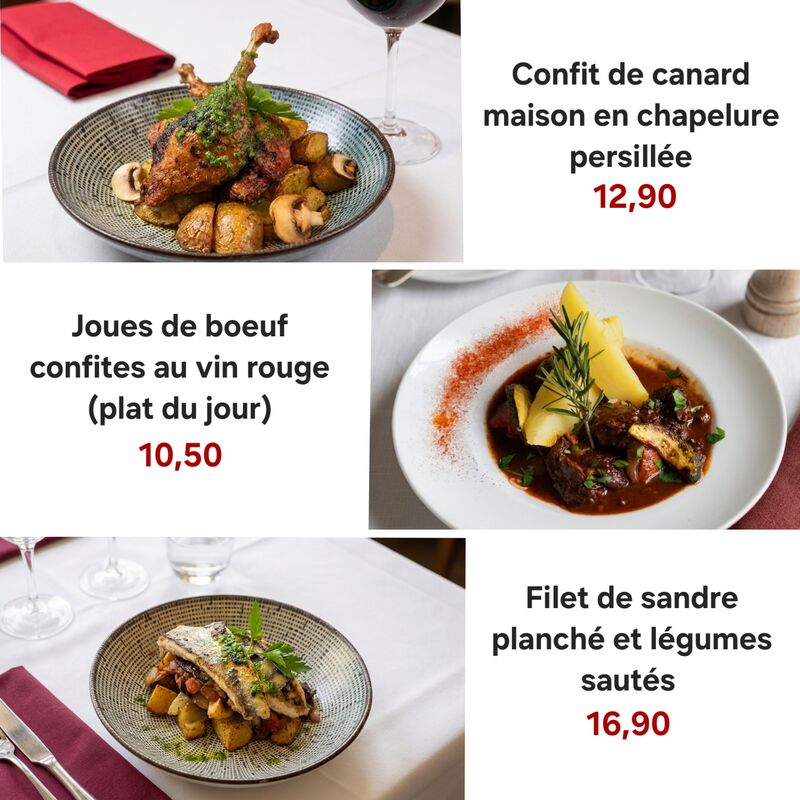 Plats et tarifs