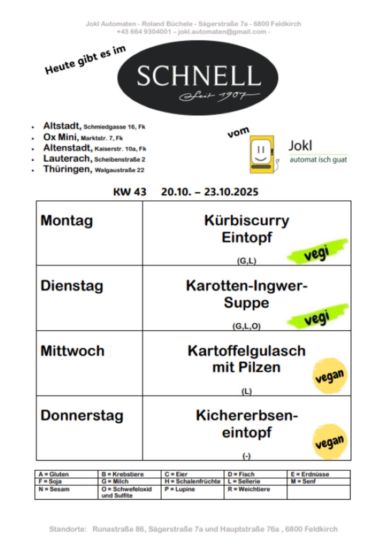 Eintöpfe und Suppen in der Bäckerei Schnell