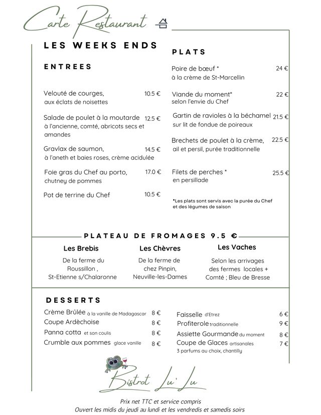 CARTE WEEK END