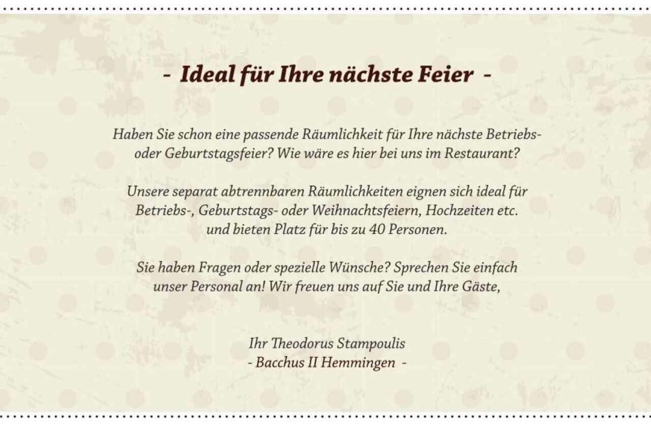 - Ideal für Ihre nächste Feier -