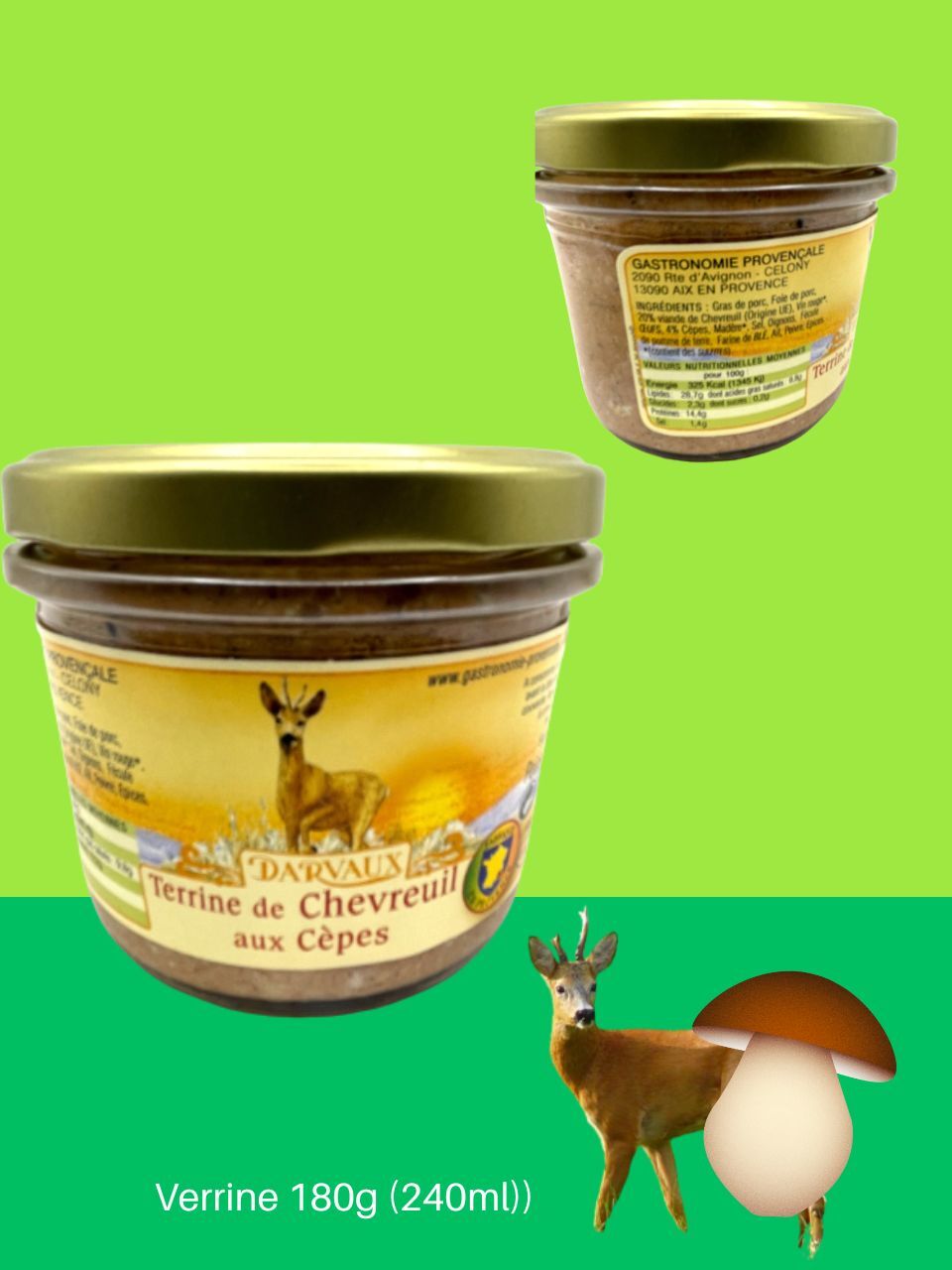 TERRINE de CHEVREUIL aux Cèpes - 180g - 240ml