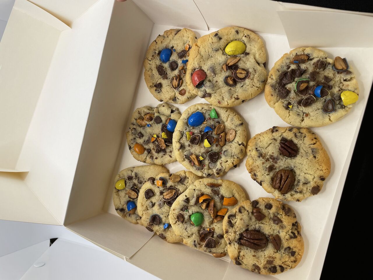 Cookies fondant et croquant
M&M's, Noix de pécan, Chocolat blanc 