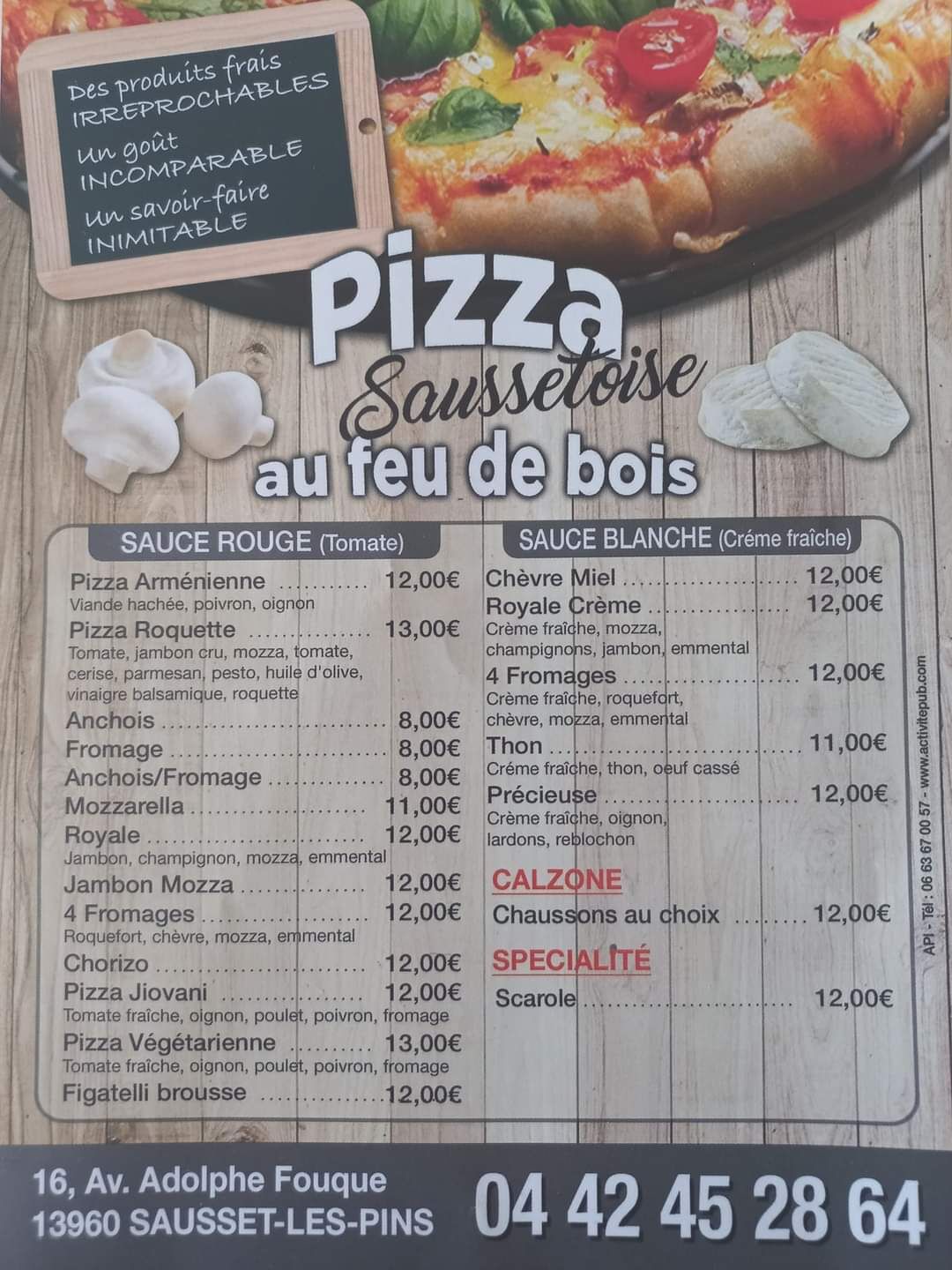 Prospectus pizzas