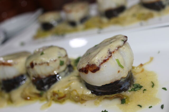 Vieiras con morcilla