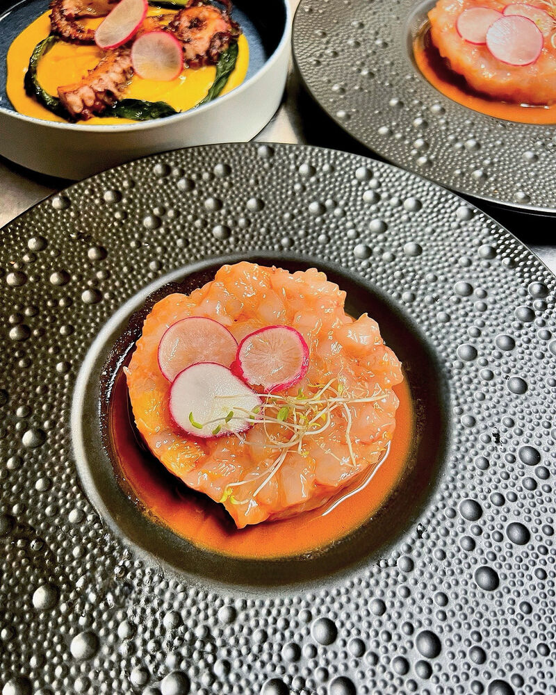 Tartare di gamberi e arancia