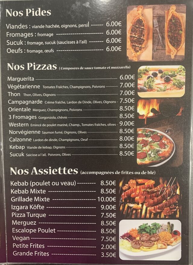Le prix affiché est valable pour la vente à emporter pour les livraisons des frais de 1€ sont appliqués sur chaque produits